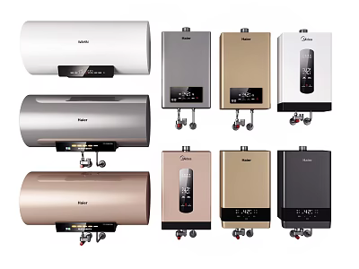 Haier Storage And Instant Water Heaters Essential Household Appliances With White Silver Golden Black Designs 3d model