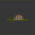 Log Cabin Exterior Design With Red Roof Green Grass Chimney And Wooden Structure