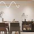 Elegant Modern Dining Room Interior With Marble Wall Golden Decor And Geometric Mirror