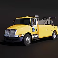 Yellow Tow Truck With Blue Logo And Heavy Duty Towing Equipment