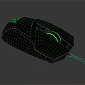 Black Wired Gaming Mouse With Green Glowing Accents And Ergonomic Design