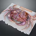 Whole Fresh Purple Crab on White Wrinkled Paper with Small Knife