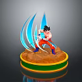 Anime Dragon Ball Character Figure With Orange Outfit Blue Energy Waves And Brown Base