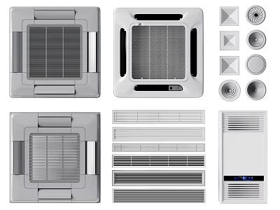 Modern Air Conditioner Vents With Various Designs For Home Interior Use 3d model