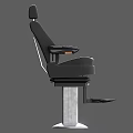 Black Leather Armchair With Adjustable Metal Base Comfortable Armrests And Modern Design