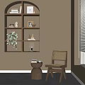 Natural Wooden Frame Leisure Chair With Rattan Backrest And Side Table In Cozy Living Corner