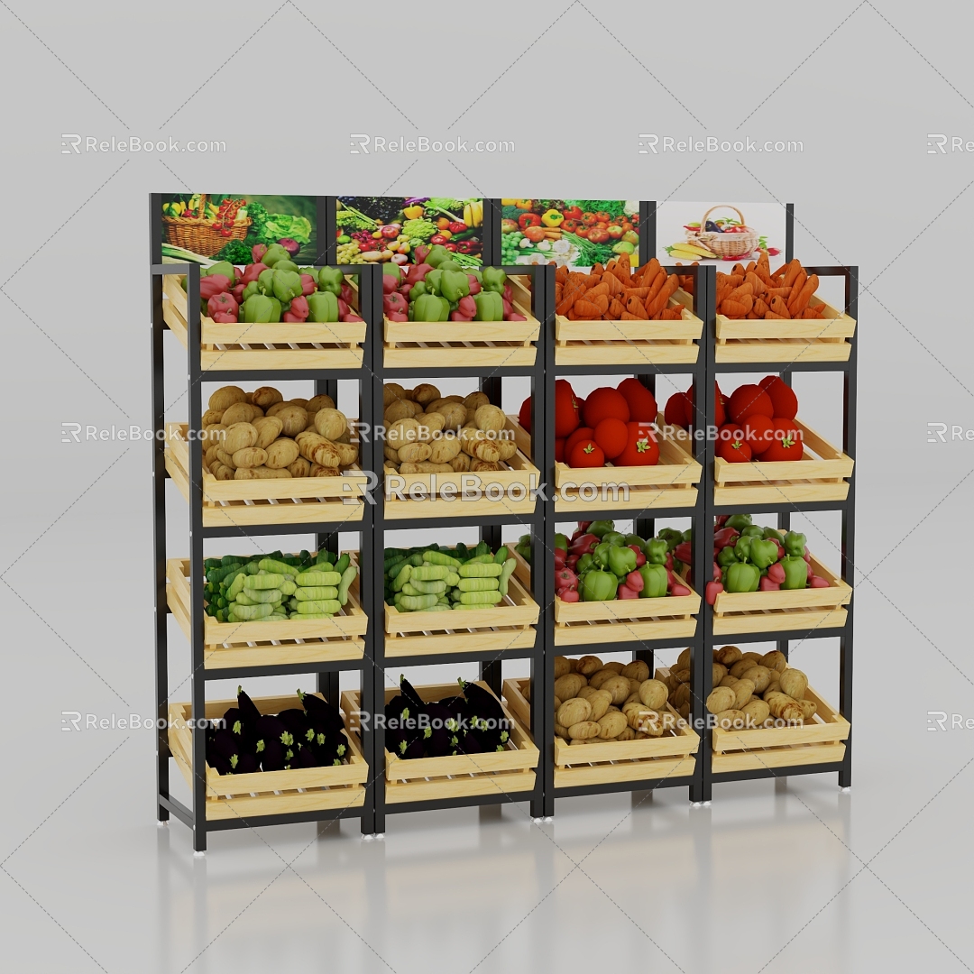 Multi-functional vegetable shelf fruit and vegetable shelf steel wood selling fruit vegetable fruit shelf supermarket fruit shelf display rack model