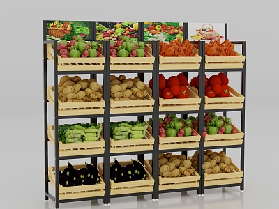 Multi-functional vegetable shelf fruit and vegetable shelf steel wood selling fruit vegetable fruit shelf supermarket fruit shelf display rack model