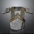Medieval Style Metallic Armor Breastplate With Shoulder Plates Golden Accents And Classic Design Details