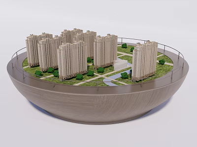 Commercial Building Model Display Equipment With Miniature High Rises And Green Areas 3d model