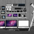 Various Computer Products Including Multiple Monitors Laptops Keyboards Mice Headphones And Game Controllers 3d model