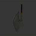 Medieval Battle Axe With Intricate Metal Head And Wooden Handle Design