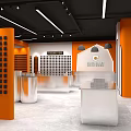 Royal Bailee Modern Store With Orange White Decor And Shoe Display Racks