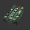 Electronic Control Panel With Multiple Buttons Red Button And Green Illuminated Labels 3d model