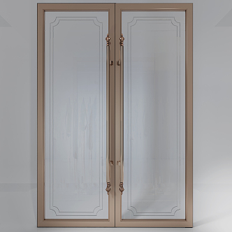 Light Luxury Double Door Metal Glass Door 3d model