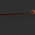 Traditional Samurai Sword With Black Red Flame Pattern And Orange Handle
