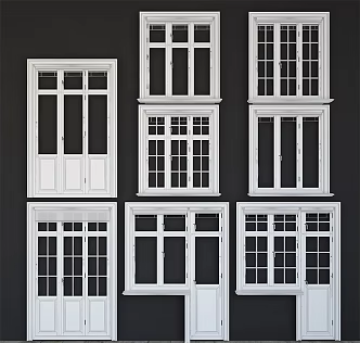 Modern door and window combination modern door bedroom door window glass window hardware 3d model