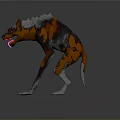 Fierce Orange And Black Hyena With Spiky Back Open Mouth And Pink Tongue