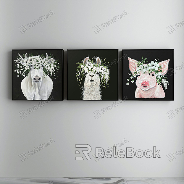 Modern Animal Painting Simple Grey Living Room Animal Animal Combination Decorative Painting model