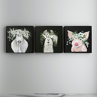 Modern Animal Painting Simple Grey Living Room Animal Combination Decorative Painting 3d model