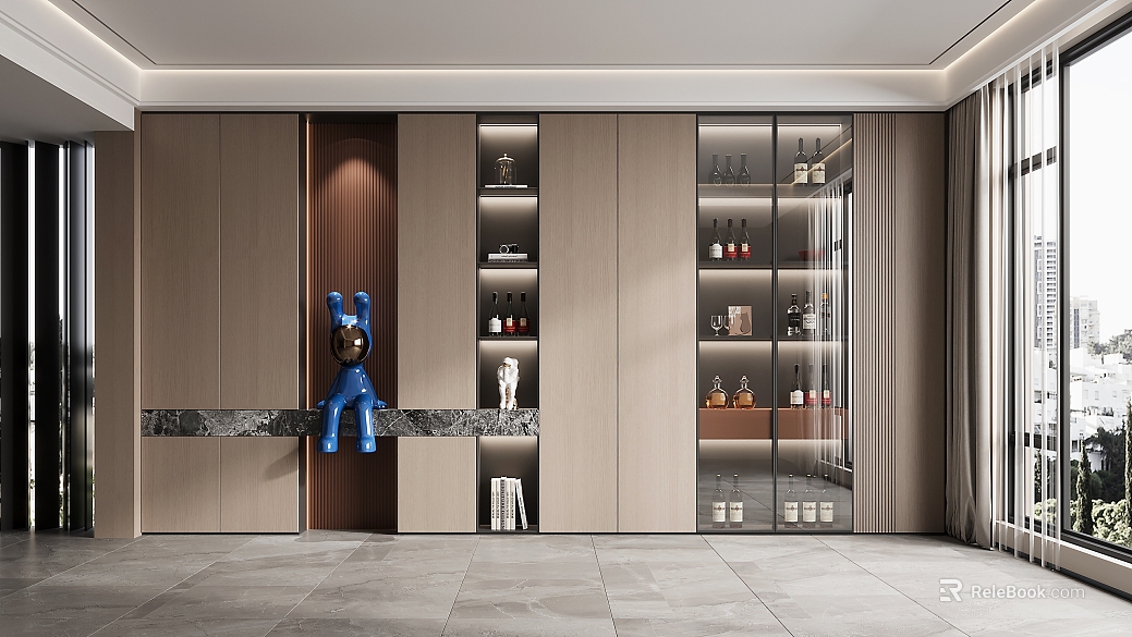 Italian Light Luxury Decorative Cabinet texture