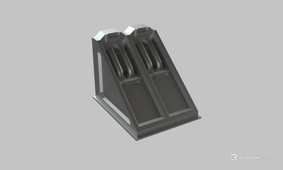 Black Double Slot Stand With Ergonomic Design And Sturdy Base 3d model 