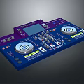 Professional DJ Mixer With Purple Blue Panel Turntables Buttons And Display Screen