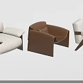 Modern Accent Chairs Featuring Beige Brown White Upholstery And Wooden Armrest Designs