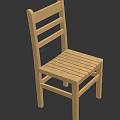 Simple Wooden Square Dining Table Set With Six Matching Chairs 3d model
