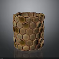 Decorative Handcrafted Honeycomb Container With Orange Yellow Cracked Surface Pattern