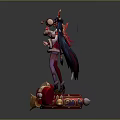 Game Movie Character Female With Traditional Costume Purple Long Hair Ornate Headdress And Drum Platform