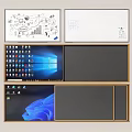 Multiple Display Screens Showing Hand Drawn Sketches And Desktop Interfaces