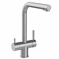 Modern Kitchen Faucet With Single Spout Double Handles And Stainless Steel Design