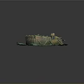Green Sunken Water Transport Vessel With Underwater Hull And Detailed Structure Features