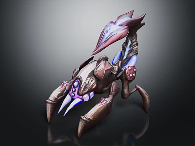 Detailed 3D Mechanical Scorpion Character Design Fantasy Creature with Glowing Parts 3d model