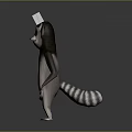 Train Engine Hat Worn by Standing Cartoon Lemur in Gray Background