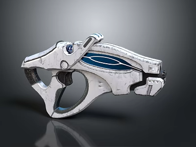 Futuristic Sci Fi Weapon Design With White Blue Accents And Metallic Texture 3d model