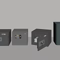 Various Styles of Safe Boxes Featuring Electronic Combination Locks and Open Door Storage