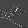 White Wired Headphones With Earbuds In line Control And Long Cable 3d model
