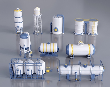 Modern Industrial Equipment Storage Tank Chemical Storage Tank Oil Tank 3d model