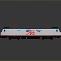 Amtrak Electric Train With American Flag Design Red Pantographs And White Blue Exterior