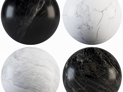Varied Color Marble Sphere Components With Natural Vein Textures In Black White Gray 3d model