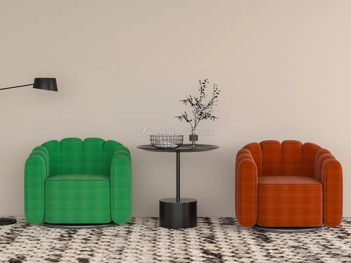 Single Sofa Casual Sofa Side Floor Lamp 3d model