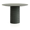 Modern Round Dining Table With Cylindrical Ribbed Base And Smooth Glossy Surface 3d model