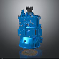 Blue Industrial Mechanical Equipment Featuring Complex Components And Metal Pipes
