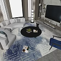 Modern Curved Sofa Combination Curved Sofa Round Coffee Table Single Sofa TV Fireplace Fire Floor Lamp 3d model