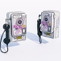 Vintage Public Payphone With Colorful Graffiti Art Retro Digital Gadget Design