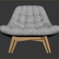 Modern Gray Fabric Chair With Tufted Design And Wooden Legs Contemporary Home Furniture