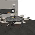 Round Dining Table and Chair Combination Sideboard 3d model