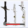 Industrial Metal Pipes with Different Black and Silver Designs Featuring Blades and Circular Components